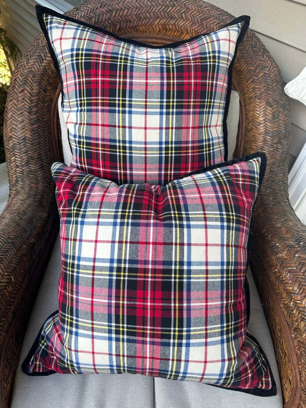 Ralph Lauren Tartan Plaid Pillows 20"x 20" Set of 2 Feather Filed velvet trim